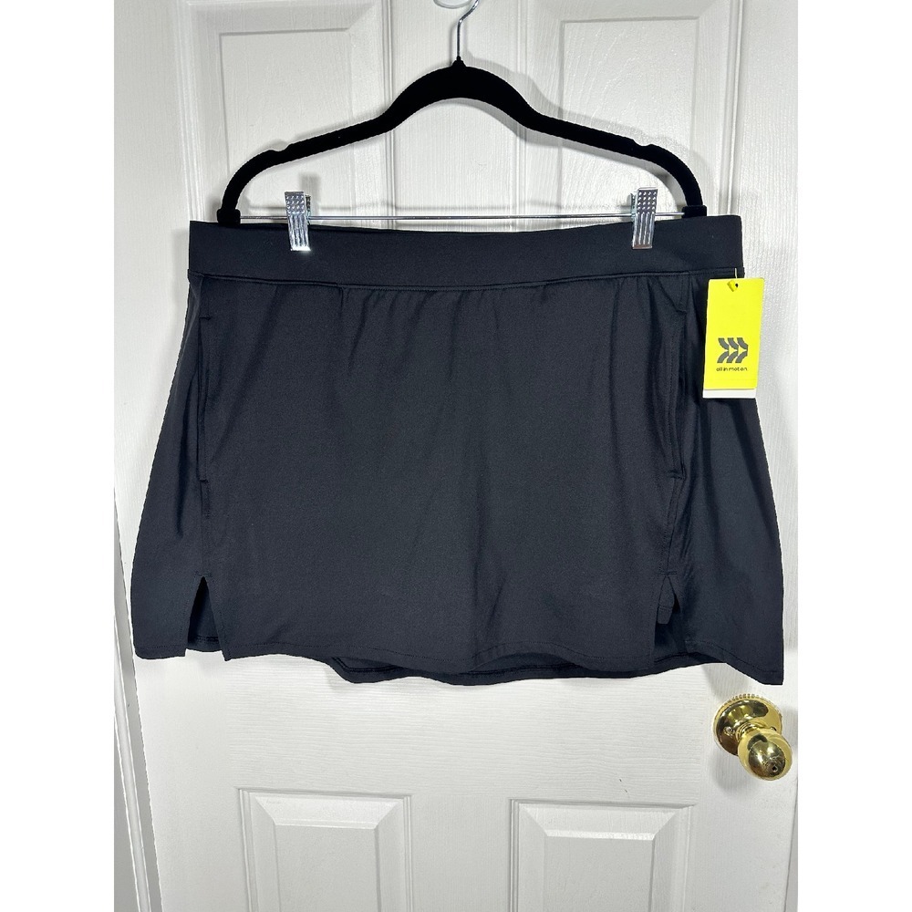 NWT! All in Motion Black Skort High-Rise Slim Fit Athletic Skirt Shorts XXL - Picture 1 of 7